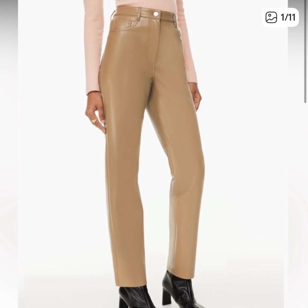 Aritzia Wilfred Melina Tan Vegan Leather Pants